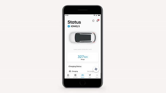 Bilens status visas i Bluelink-appen.