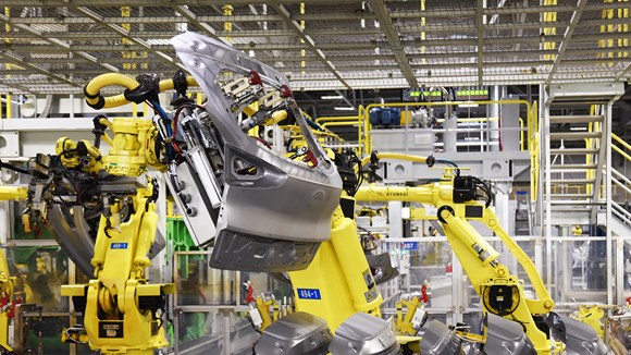 Robot bygger Hyundai Bil.