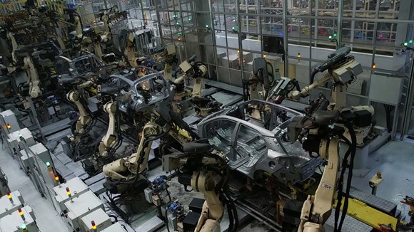 Hållbar tillverkning av bilar på Hyundaifabrik i Asan.