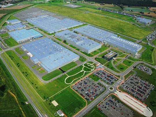 Flygfoto på Hyundai fabrik.