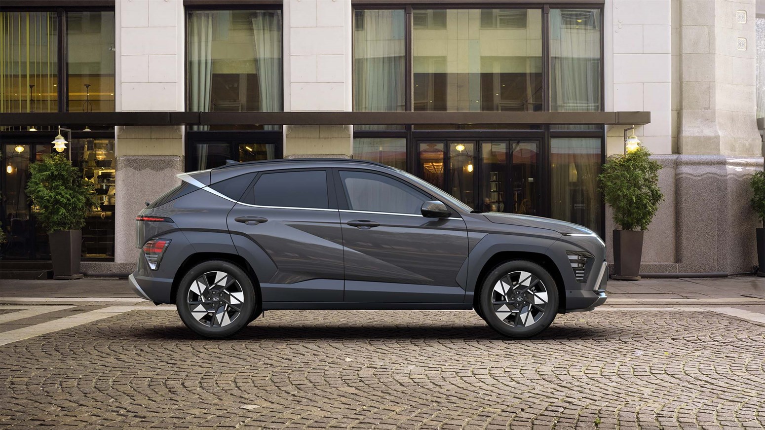 Hyundai KONA Hybrid i exteriörfärg Ecotronic Gray.